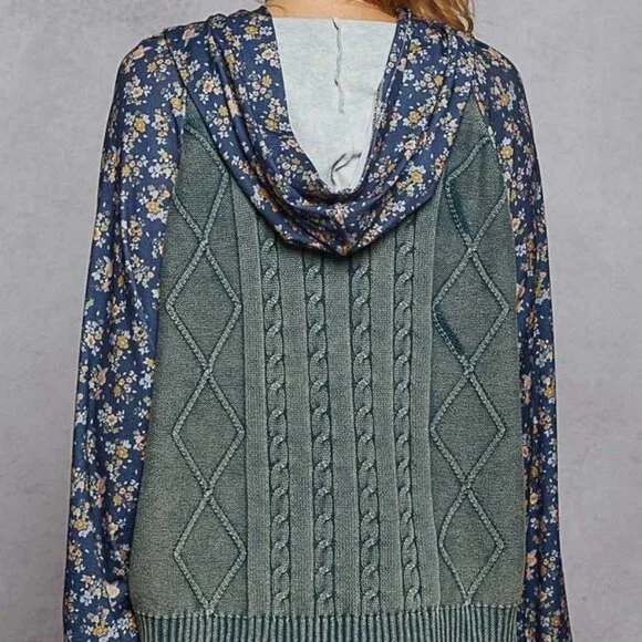 POL - Long Sleeve Embroidery Floral Knitted Sweater Hoodie Top S-M-L - Picture 3 of 3